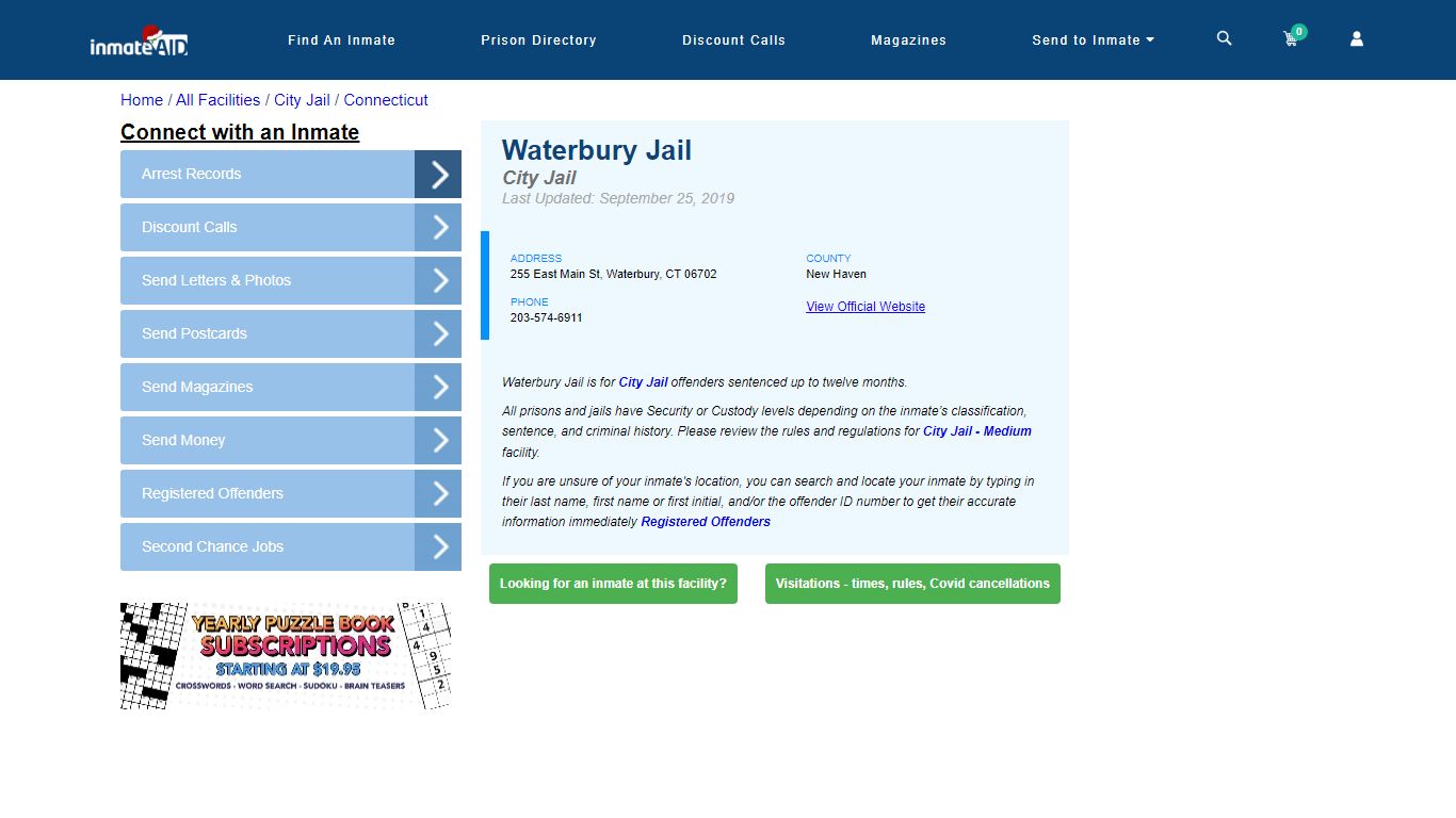 Waterbury Jail | Inmate Locator